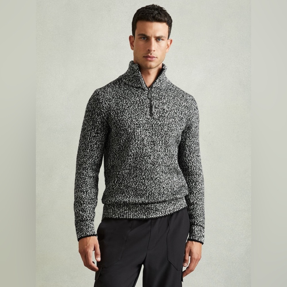 Reiss Jamieson Marled Cotton and Wool Jumper